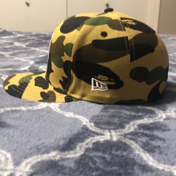 Bape yellow camo new era fitted hat size 7 1/2 - Picture 2 of 5